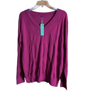 Arach & Cloz Mens Burgundy Vee Neck Sweater XL New W/Tags Pullover Soft Preppy